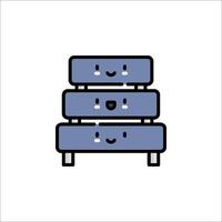 A stack of three blue boxes with faces on them vector