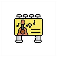 A guitar and music notes on a yellow box vector