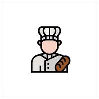 A chef holding a loaf of bread icon vector