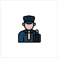 A man in uniform holding a suitcase icon vector