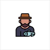 A man with a hat and a fish icon vector