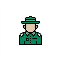 A green soldier icon on a white background vector