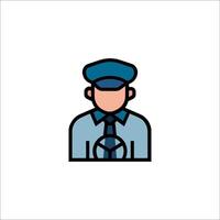 A police officer icon with a hat and tie vector