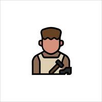 A man with a hammer and a hammer icon vector