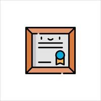 A certificate icon with a smiley face vector