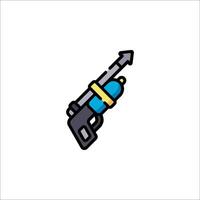A gun icon with a blue and yellow handle vector