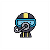 A cartoon character wearing a helmet and goggles vector
