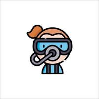 A cartoon character with a scuba mask and goggles vector