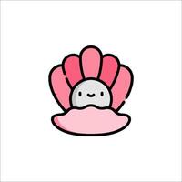 A pink shell with a smiley face on it vector