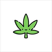A marijuana leaf icon with a smiley face vector