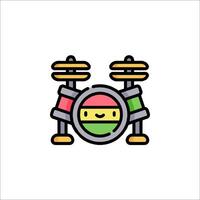 A colorful drum icon with a smiley face vector