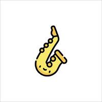 A cartoon saxophone icon on a white background vector