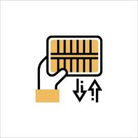 A person holding a card with a barcode on it vector