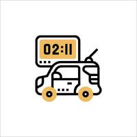 A car with a clock on the dashboard and a sign that says 2 2 2 vector