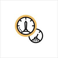A clock and a meter are shown in a line vector