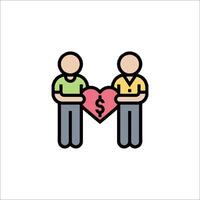 Two people holding a heart with a dollar sign vector