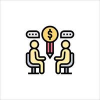 Two people sitting at a table with a dollar sign above them vector