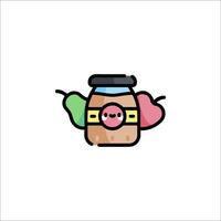 A jar of peanut butter with a pig and an apple vector