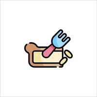 A fork and knife in a piece of bread vector