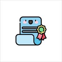 A certificate icon with a bear and a ribbon vector