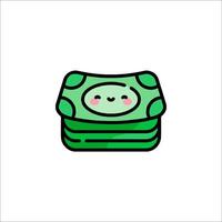 A green money stack with a face on it vector