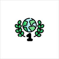The earth is the first place winner in a green laurel wreath vector