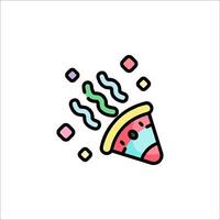 A colorful pizza icon with a slice of pizza vector