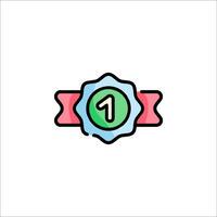 A number one badge with a ribbon on it vector