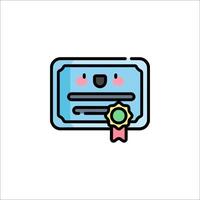 A certificate icon with a smiley face vector