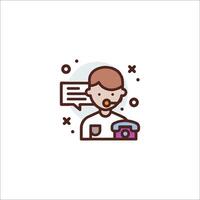 A man with a phone in his hand and a phone icon vector