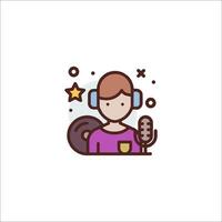 A person with headphones and a microphone icon vector