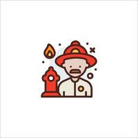Fireman icon with a hat and a fire hydrant vector