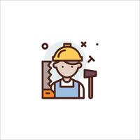 A construction worker with a hammer and a hammer vector