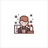 A man in a suit and tie is sitting at a desk vector