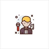 A man with a microphone and a note icon vector