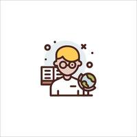 A man with glasses and a globe icon vector