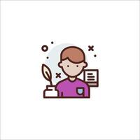 A man with a pen and a book icon vector