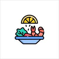 A colorful illustration of a bowl of food with a lemon vector