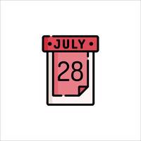 July 28th calendar icon illustration vector