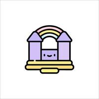 A purple castle with a rainbow on top vector