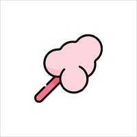 A pink cotton candy on a stick with a cloud on it vector