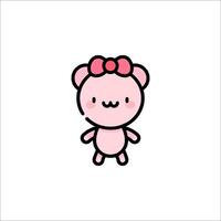 A cute little bear with a bow on its head vector