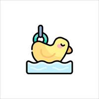 A duck floating in a pool with a ring vector