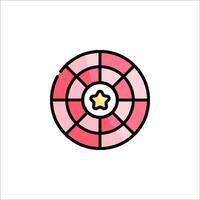 A pink and white circular icon with a star in the center vector