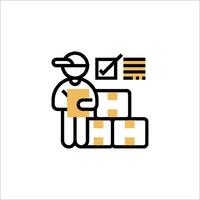 A man with a box and a check mark on his hand vector
