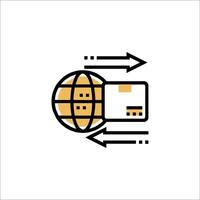 A globe with a credit card and arrows vector
