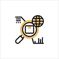 Magnifying glass icon with a globe and a magnifying glass vector