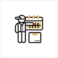 A man is holding a calendar icon vector