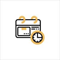 A calendar icon with a clock on it vector