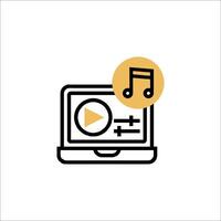 A laptop with a music player icon vector